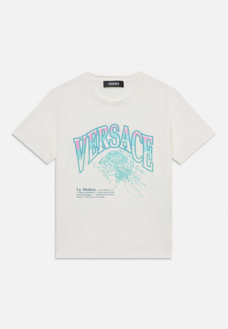 Versace LA MEDUSA VARSITY PRINT UNISEX - Camiseta estampada - white/multicolor