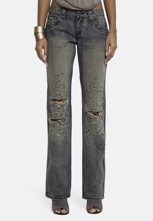 Jaded London CHAIN DISTRESSED COOPER - Baggy džíny - blue denim