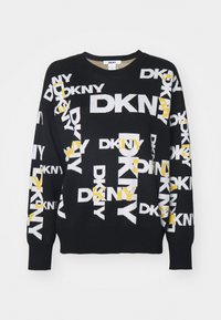 DKNY LEGACY ALL OVER LOGO - Strikkegenser - black/goldenrod