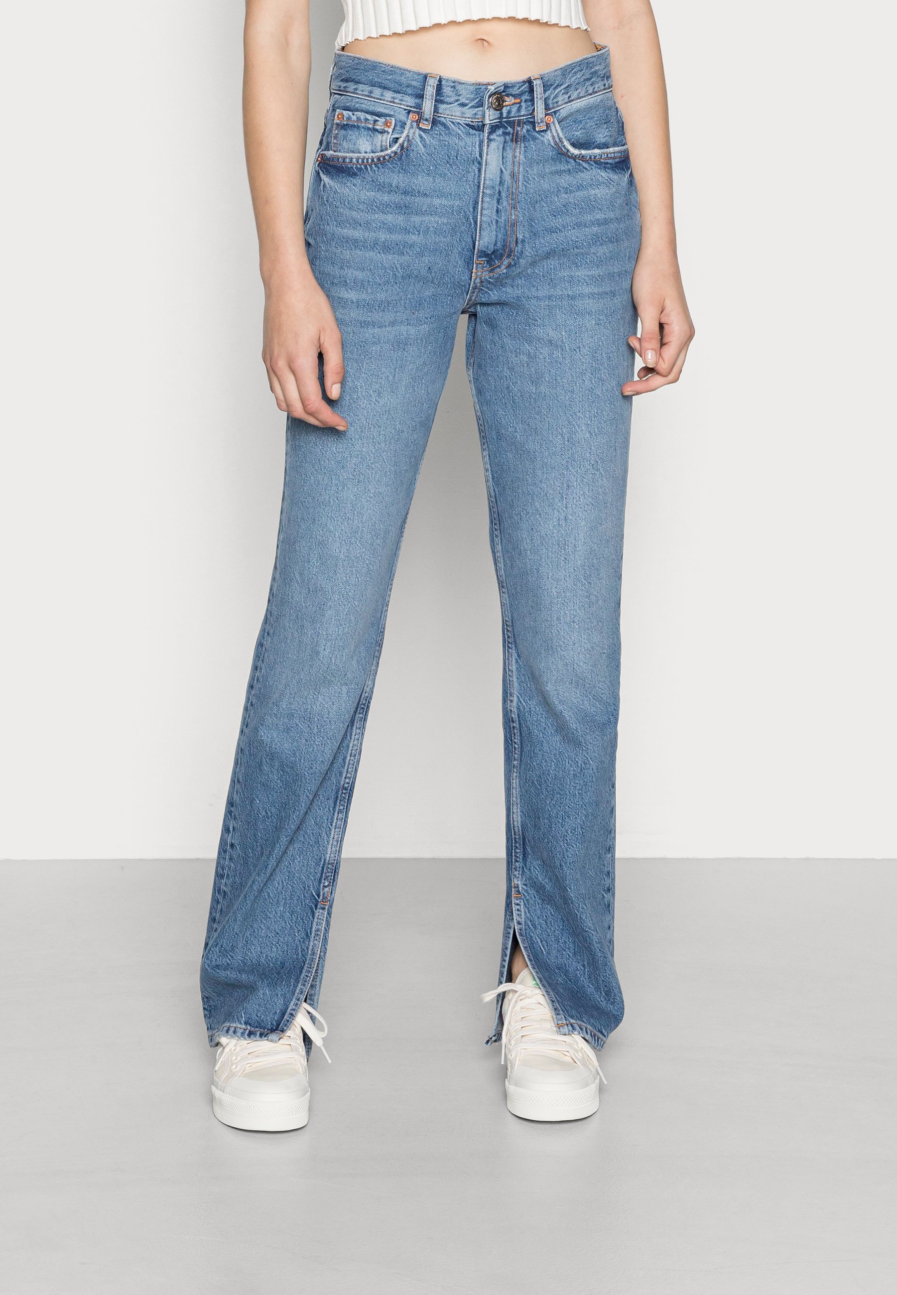 Gina Tricot ORIGINAL SLIT - Straight leg jeans - blue/donkerblauw - Zalando .nl