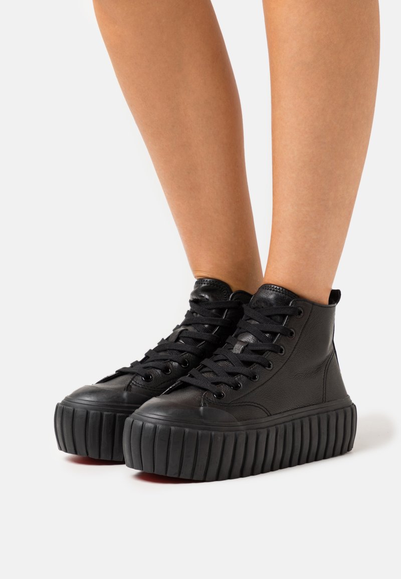 Baskets Diesel S-Hanami Mid W Pour Femme - Cuir Noir, Style Décontracté