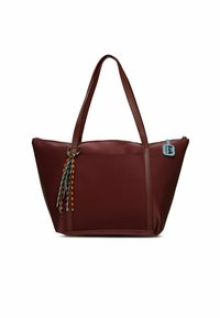 SATIN TOTE BAG WITH MULTICOLOR TASSEL DETAIL - Shopper - bordeux