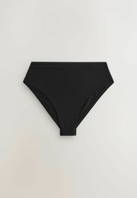 Chiloti hipster negri din bumbac, cu talie elastică netedă și margini fără cusături, având un design clasic și o croială mulată.