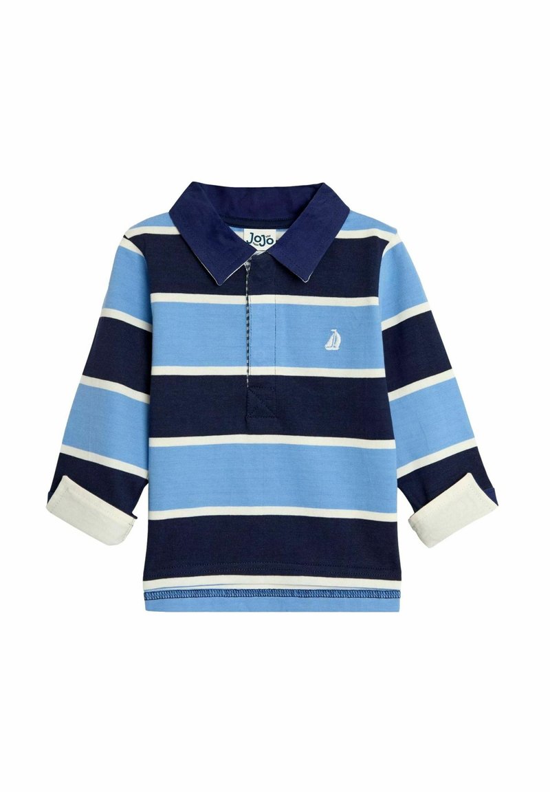 Paita polo zanga zlongi ine mitsetse yeke ne navy, yakaiswa collar navy, uye cuffs chena. Logo yesailboat yakarukwa pamudumbu.