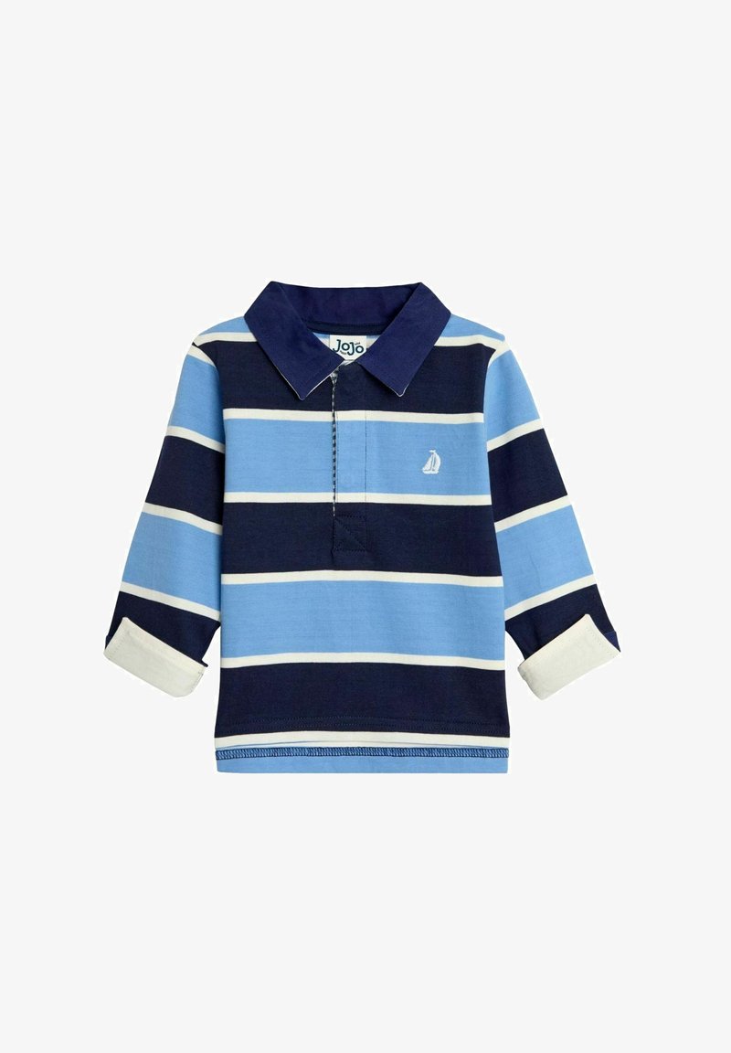 Paita polo zanga zlongi ine mitsetse yeke ne navy, yakaiswa collar navy, uye cuffs chena. Logo yesailboat yakarukwa pamudumbu.