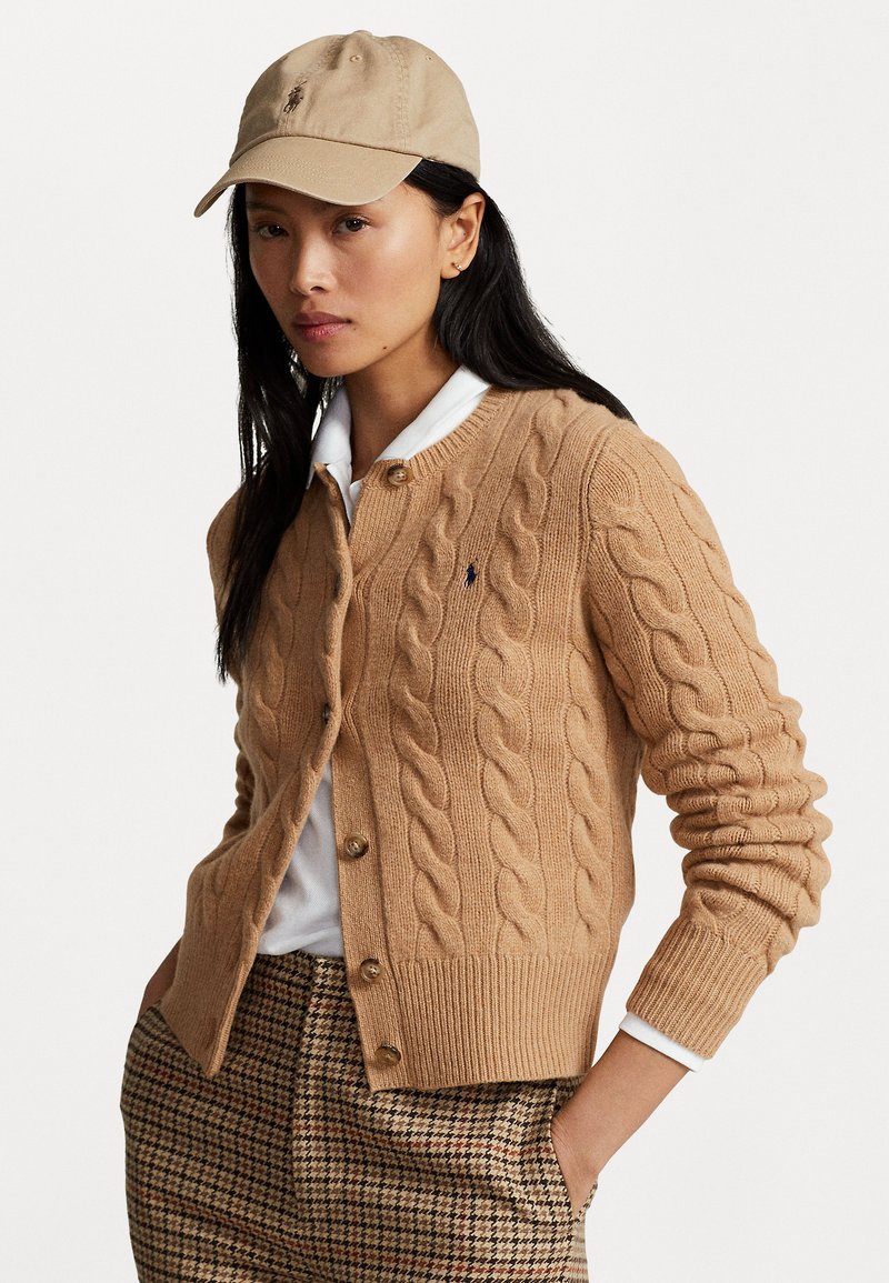 Polo Ralph Lauren - CABLE KNIT WOOL CASHMERE CARDIGAN - Cardigan - collection camel melange, Enlarge