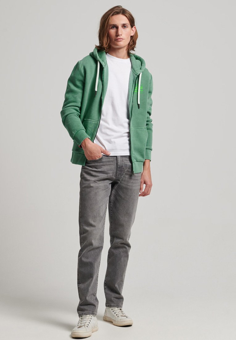 Superdry VINTAGE LOGO NEON ZIP - Sweatjacke - galvanised green 