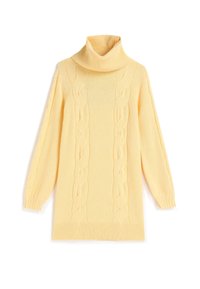 Maglione a dolcevita giallo in maglia con dettagli a treccia, maniche lunghe e polsini e orlo a costine. Tessuto morbido e vestibilità rilassata.