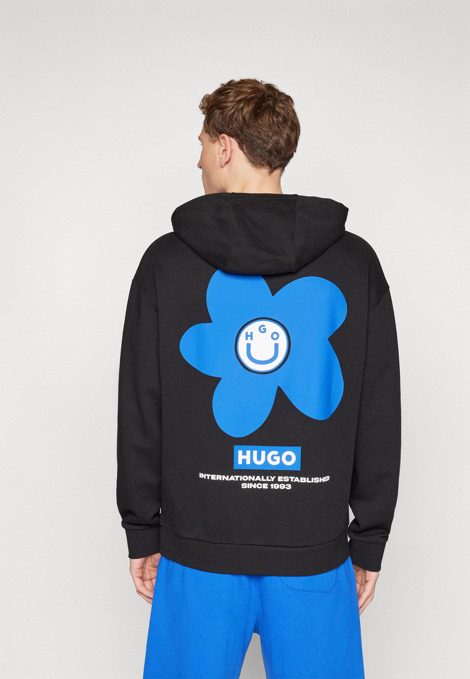 HUGO - Jersey de cuello medio con logo de Happy HUGO bordado - Negro