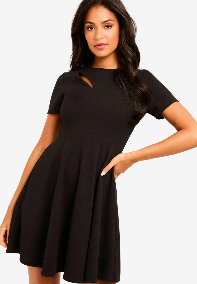 Lipsy SHORT SLEEVE SPLICE CUT OUT SKATER- REGULAR FIT - Vapaa-ajan mekko - black