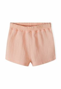 Shorts pêche en tissu léger et froissé. Comprend une taille élastique et une coupe simple et décontractée. Pas de poches ni de détails supplémentaires.