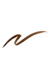 Eyeliner liquido marrone in una forma fluida e liscia con finish opaco, che crea una linea curvilinea e affusolata su uno sfondo bianco.