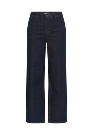 Kaffe Curve, KCHAILEY WIDE FULL LENGTH JEANS - Wide Leg - dark blue unwashed denim