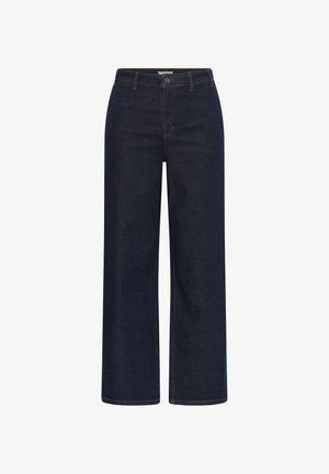 Kaffe Curve, KCHAILEY WIDE FULL LENGTH JEANS - Wide Leg - dark blue unwashed denim