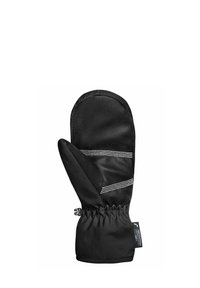 Black waterproof mitt with a textured mesh upper, elastic wrist cuff, and reflective accents. Features a thumb slot for added flexibility.