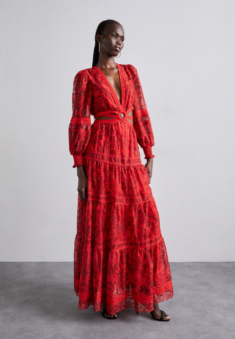 Alice + Olivia PATRICA TIERED RUFFLE DRESS - Maxi dress - vanity red  apple/symmetry red/light red - Zalando.ie