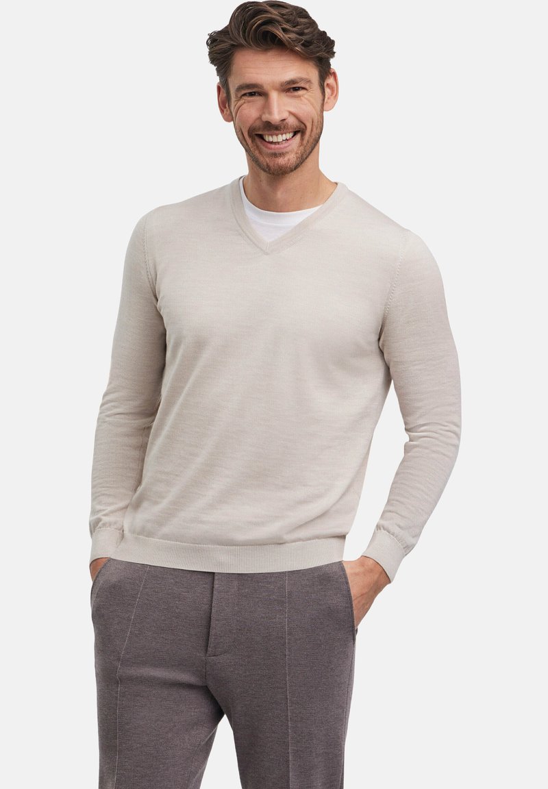 FALKE Basic New Merino V-Neck - Strickpullover - beige mel
