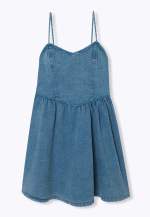 Promod, ROBE COURTE À FINES BRETELLES - Robe en jean - jean moyen
