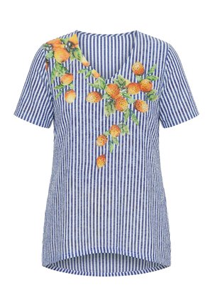 MIAMODA, RHINESTONE LEMON MOTIF TEE - Printtipaita - swell blue