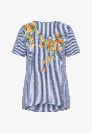 MIAMODA, RHINESTONE LEMON MOTIF TEE - Printtipaita - swell blue