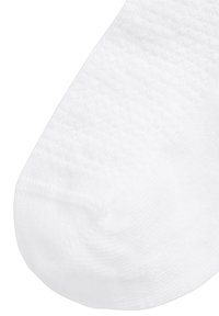 Weißer Knöchelsocke aus einem glatten, dehnbaren Material. Verfügt über eine leicht strukturierte Oberfläche und einen verstärkten Zehenbereich.