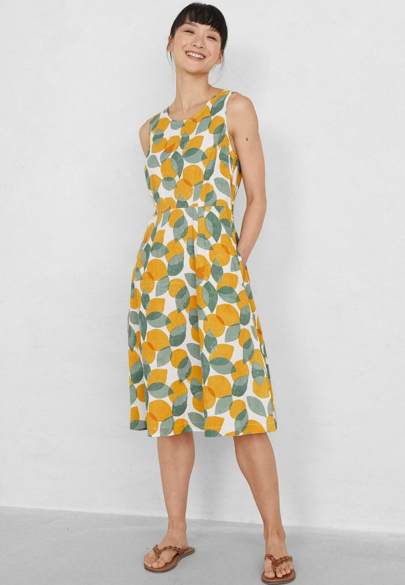 Seasalt Cornwall QUICK SKETCH Day dress leaves and lemons sunglow