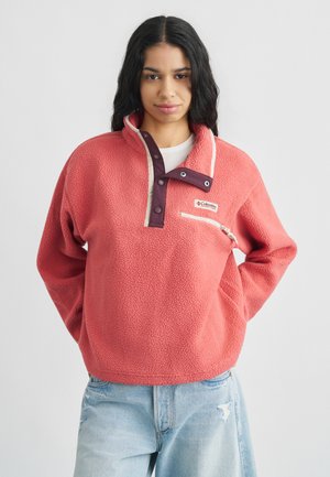 HELVETIA CROPPED HALF SNAP  - Fleece trui - washed red/moonvista/dark stone