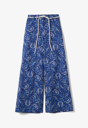 PIOMBO, PATTERNED TROUSERS. - Pantalones - blue beige