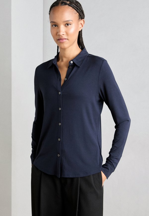 LONG SLEEVE COLLAR BUTTON PLACKET - Button-down blouse - manic midnight