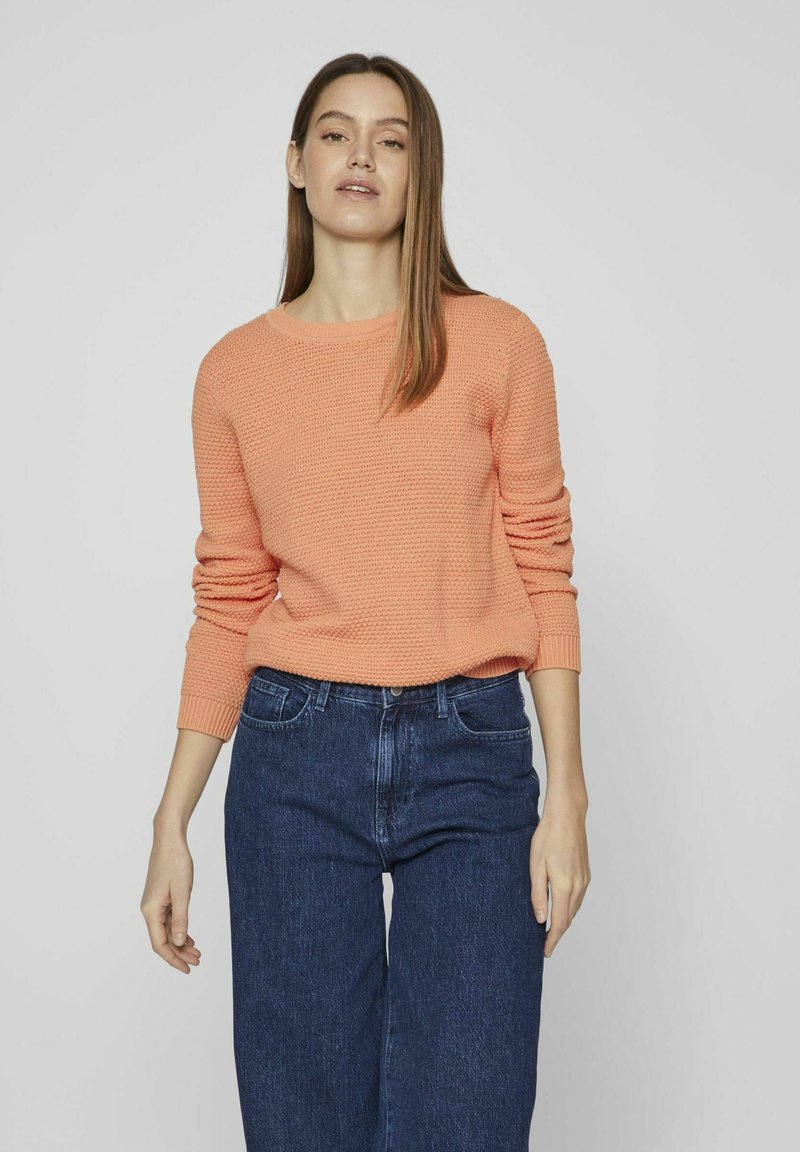 VILA VIDALO O-NECK - Stickad tröja - shell coral