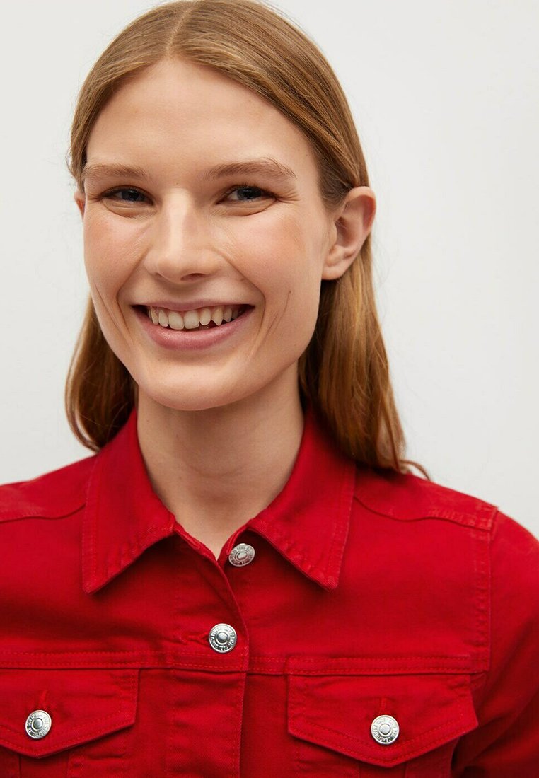 mango red denim jacket