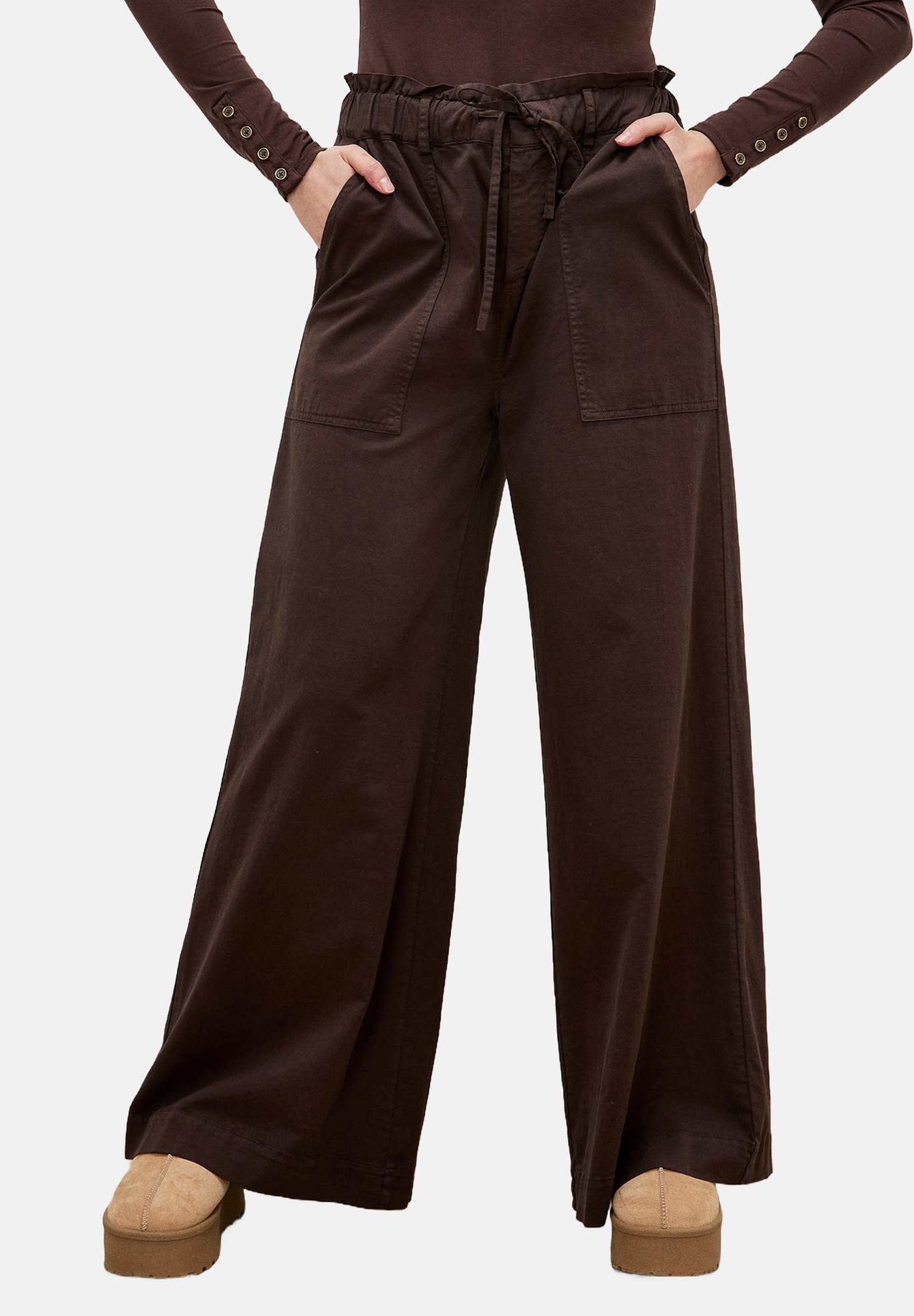 Pantalon Boyfriend Marron/caramel Fabriqué En Italie - Taille L - Occasion En Parfait état