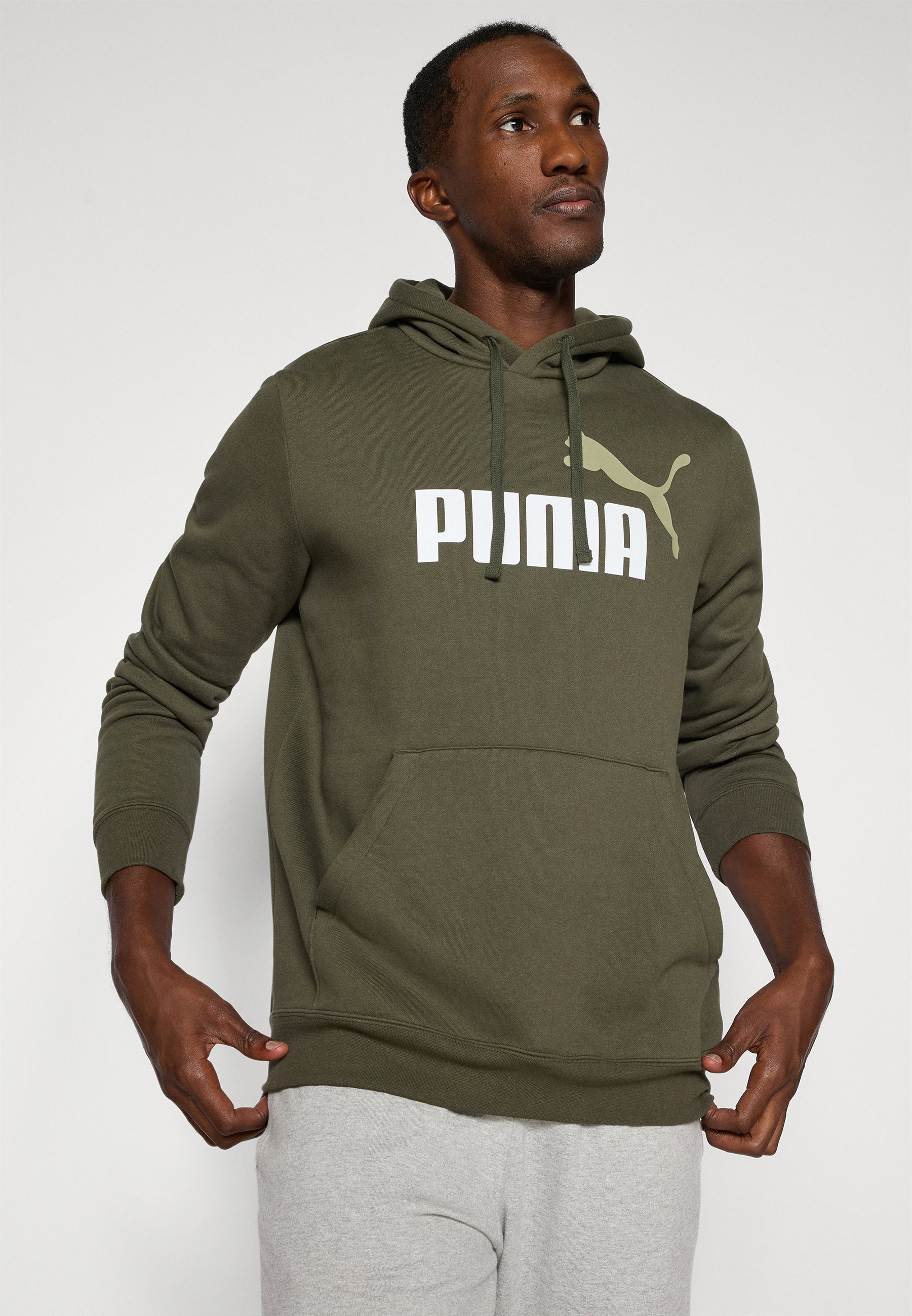 Puma COLOR LOGO HOODIE - Hoodie - dark olive/olive - Zalando.co.uk