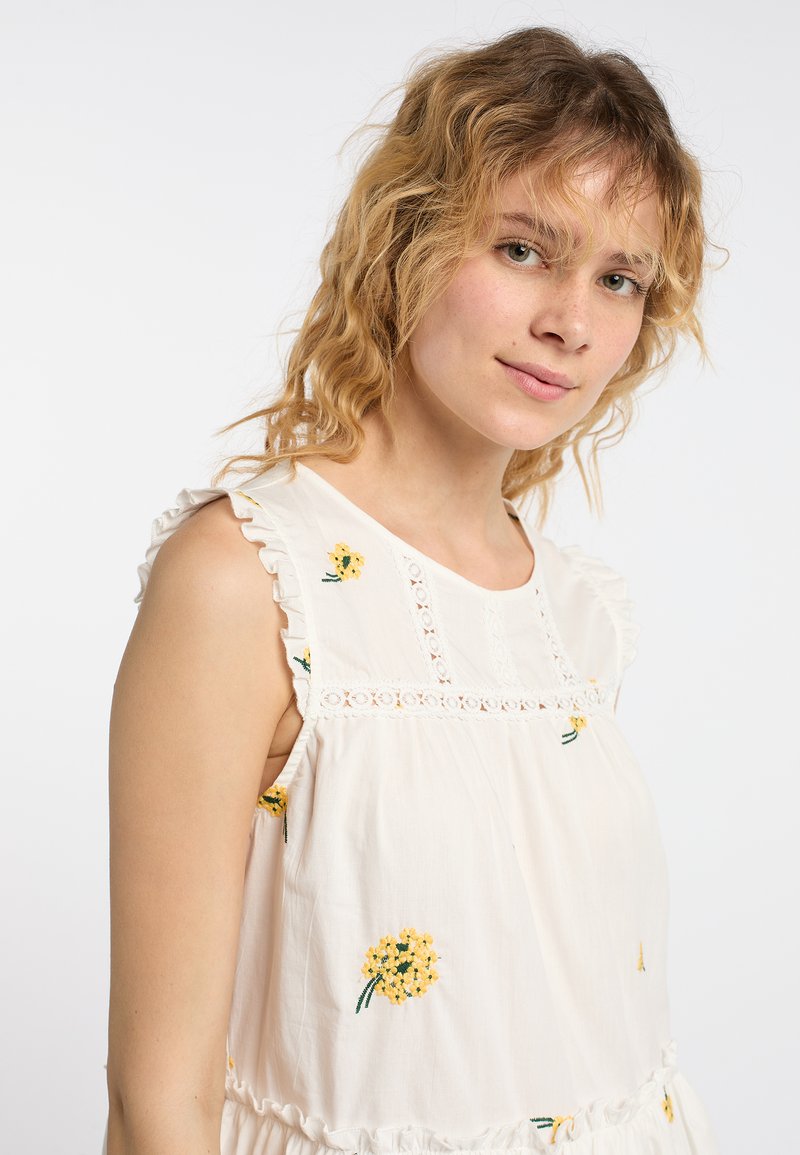 DreiMaster Day dress - wollweiss gelb/white - Zalando.ie