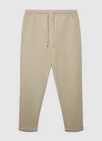 Beige Jogginghosen aus einer weichen Baumwollmischung. Mit elastischem Bund, Kordelzug, Seitentaschen und verjüngten Bündchen.