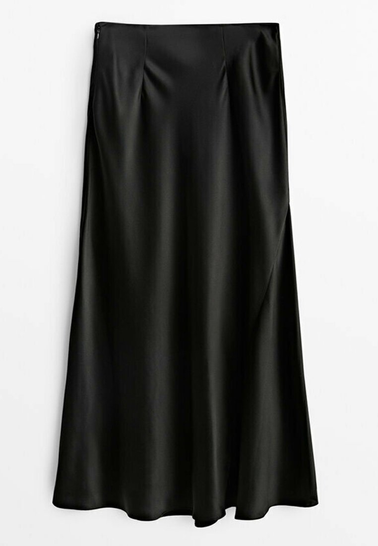 FLOWING SILK SKIRT - Maxi skirt - black 