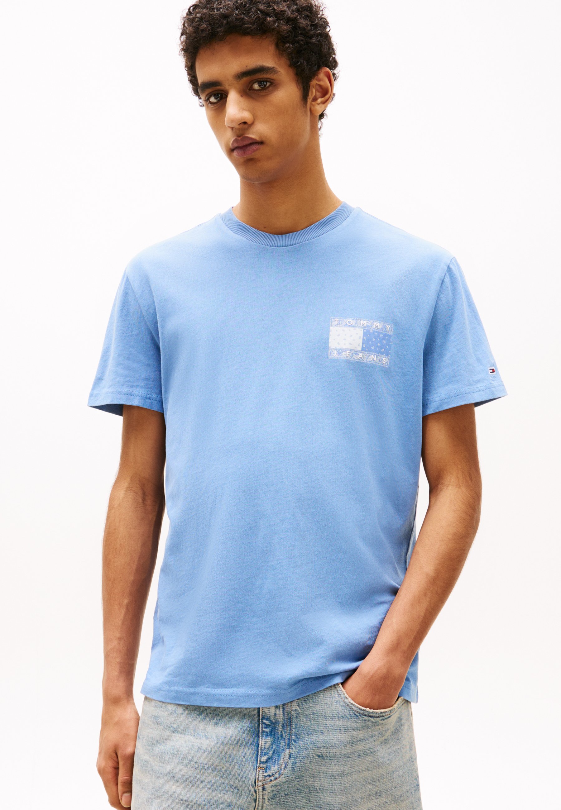 Tommy Jeans PAISLEY FLAG TEE UNISEX - Print T-shirt - ecru