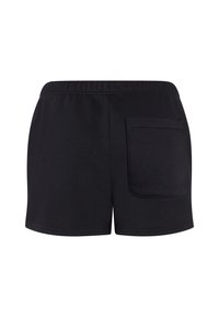Czarne bawełniane szorty z elastycznym paskiem, z jedną tylną kieszenią i gładką fakturą. Klasyczny krój i oddychający materiał.