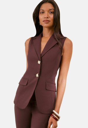 Friends Like These, REGULAR FIT - SCULPTING STRETCH LONG LINE WAISTCOAT . - Waistcoat - brown