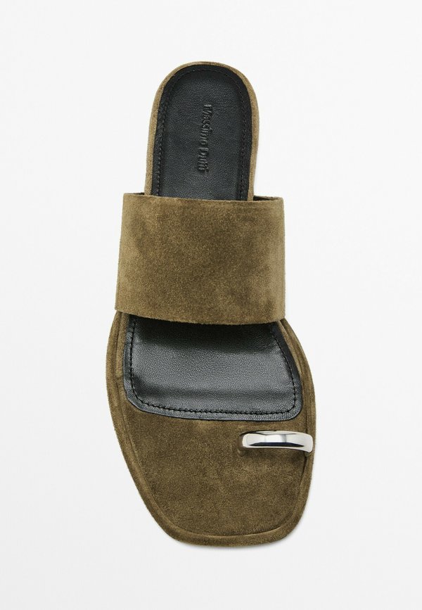 SPLIT FLAT SLIDER WITH RING DETAIL - T-bar sandals - khaki4