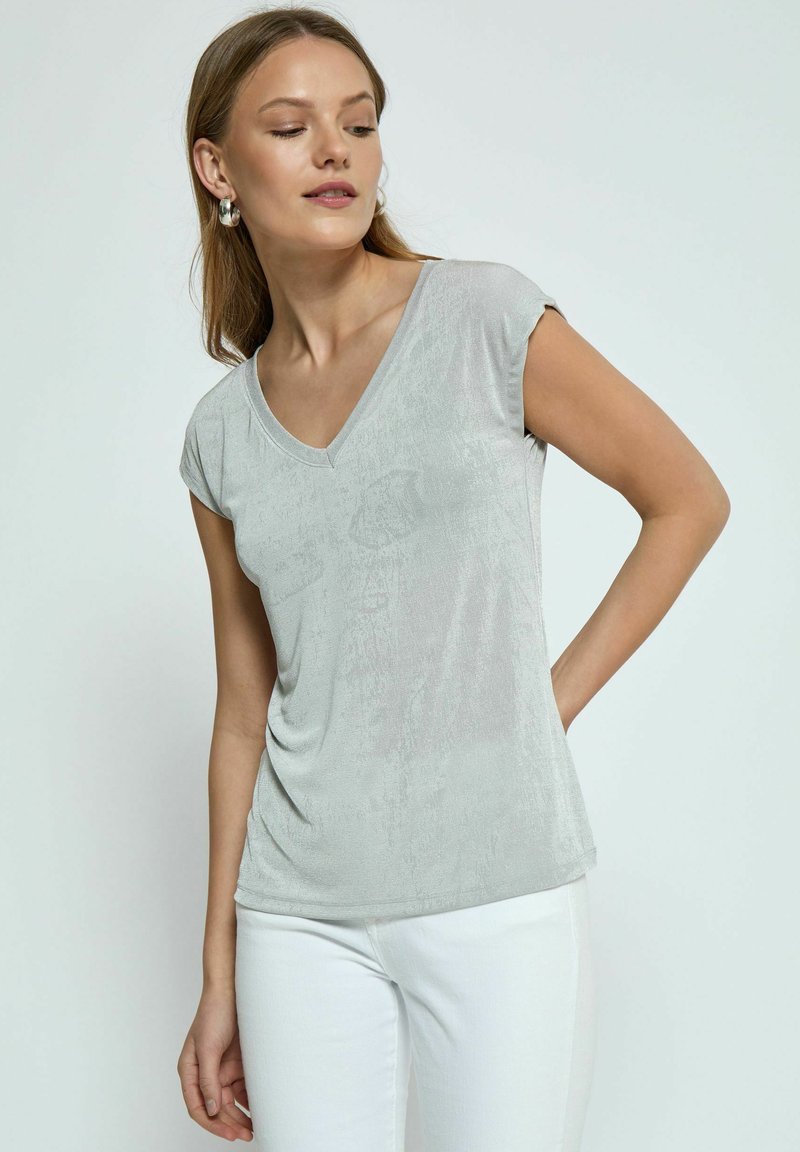 Desires BOB SHORTSLEEVE SHIMMER - T-shirt basic - silver