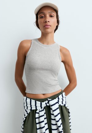 OYSHO, LONG RIB TANK TOP - Top - light grey