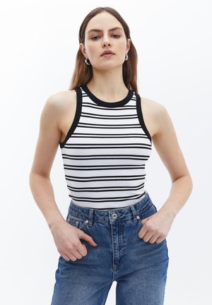 NECK STRIPED SINGLET - Top - white black