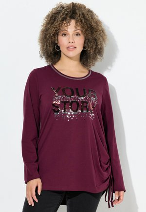 PAILLETTEN SCHRIFTZUG CLASSIC, RUNDHALS - Langarmshirt - dark claret