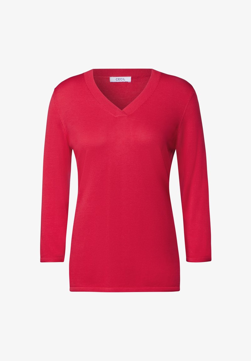 V Ausschnitt Rote Strickpullover Mango Strick-Pullover Mit V