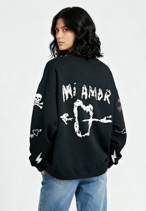 TATTOO MI AMOR EMBROIDERY UNISEX - Felpa - black