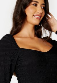 Bubbleroom STRUCTURE LONG SLEEVE TOP - Maglietta a manica lunga - black