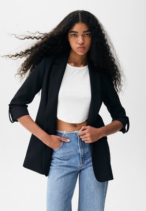 BASIC ROLLED-UP SLEEVE BLAZER - Blazer - black