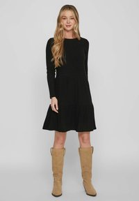 VILA LANGÄRMELIGES - Abito in maglia - black