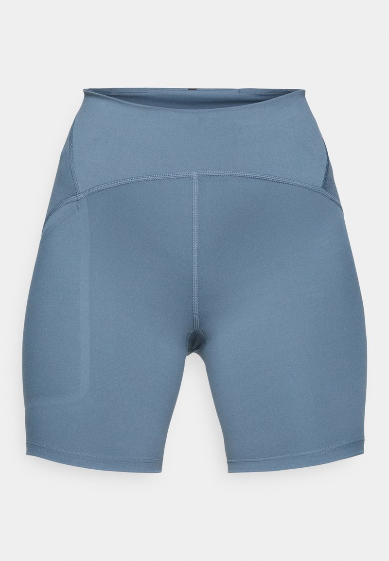 Shorts a vita alta e aderenti realizzati in un morbido tessuto elasticizzato di colore blu chiaro. Presentano cuciture piatte e una vita confortevole.